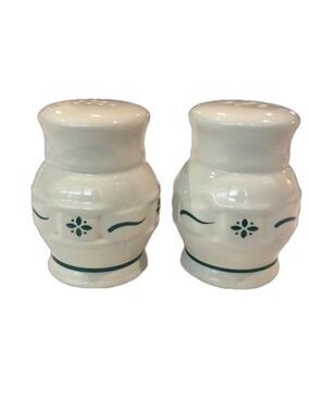 Longaberger Woven Traditions Heritage Green salt and pepper shakers.